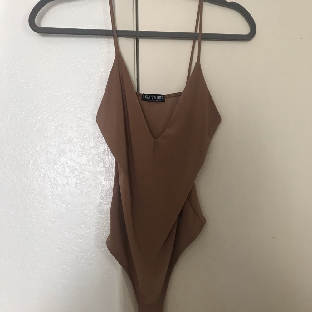 Tan Plunge Bodysuit